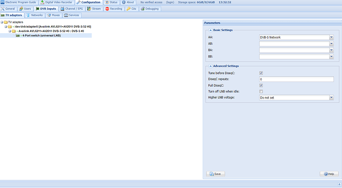 Tvheadend Server 4.3 DVB Tuner